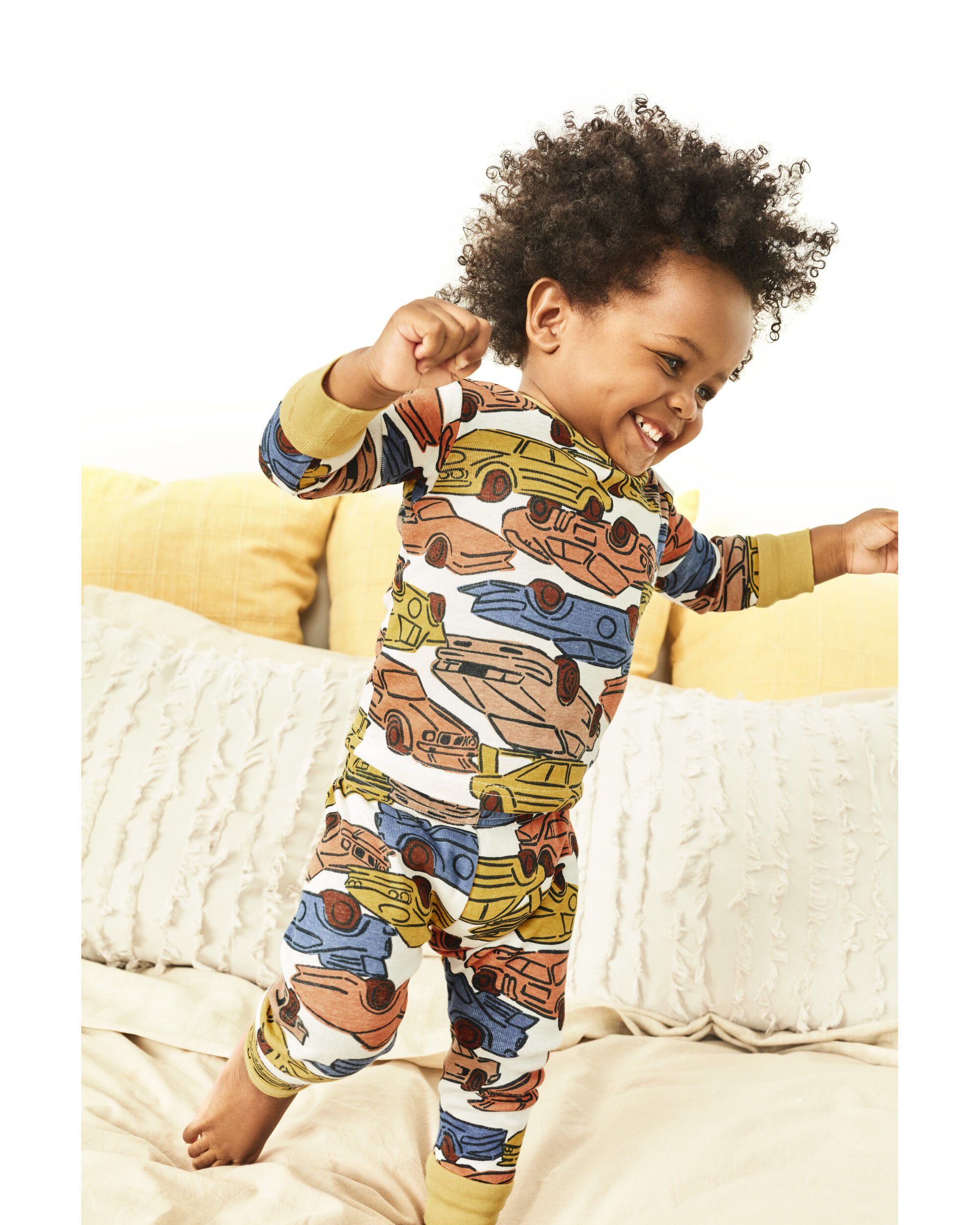 Pyjama 4 pi ces en coton ajust imprim de voiture et rayures